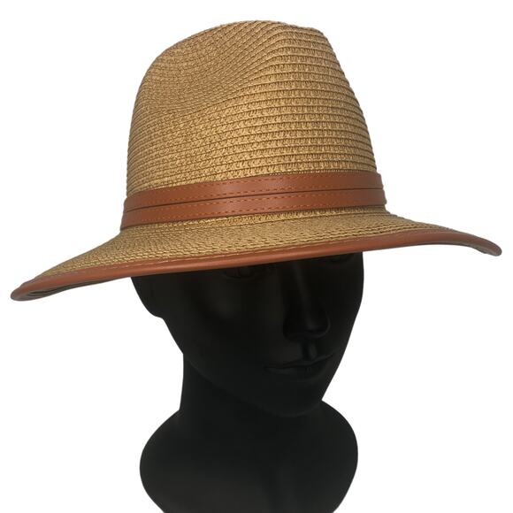 Riah Fashion Brown Straw Woven Fedora - Picture 2 of 9